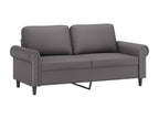 2-piece sofa set with cushions, grey faux leather