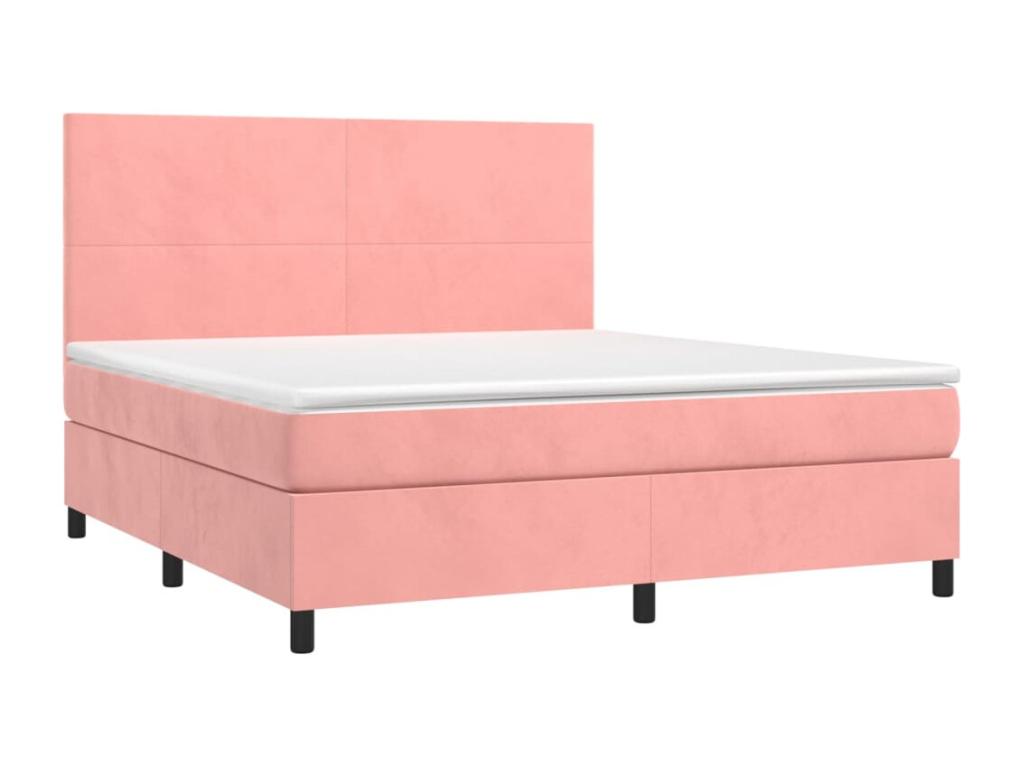 Upholstered bed base with mattress, pink, 160x200 cm, velvet