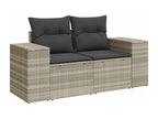 9-piece garden furniture set with light grey cushions, woven resin