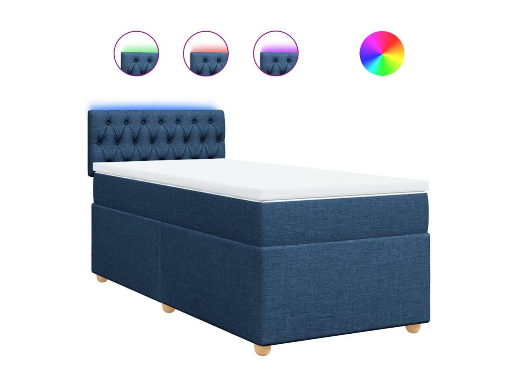 Vertchez bed base with blue 80x200 cm mattress, fabric