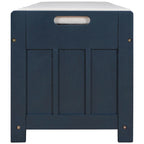 Upholstered Storage Ottoman Bench with 3 Shutter-Shaped Doors Cabinet