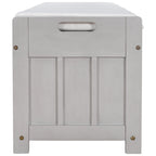 Upholstered Storage Ottoman Bench with 3 Shutter-Shaped Doors Cabinet