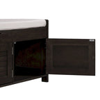 Upholstered Storage Ottoman Bench with 3 Shutter-Shaped Doors Cabinet