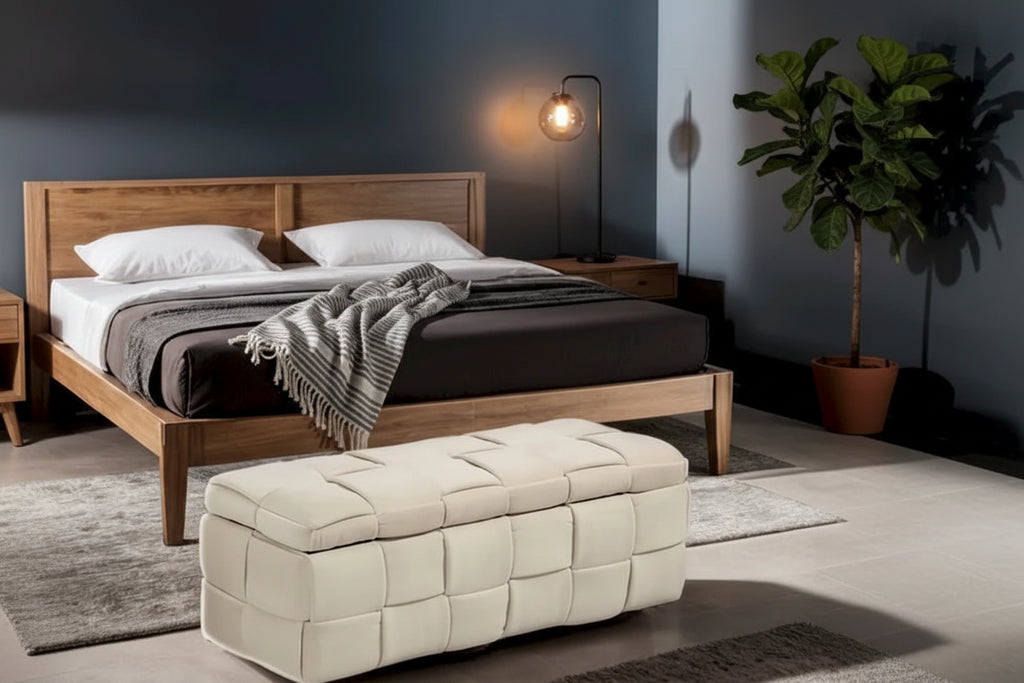 Storage Ottoman,Bedroom End Bench,Upholstered Fabric Storage Ottoman