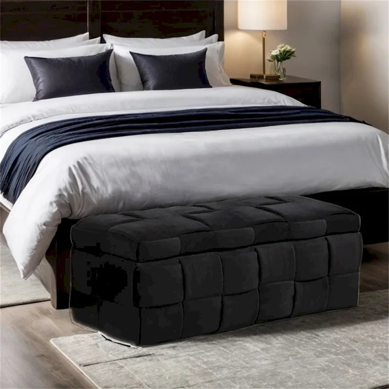 Storage Ottoman,Bedroom End Bench,Upholstered Fabric Storage Ottoman