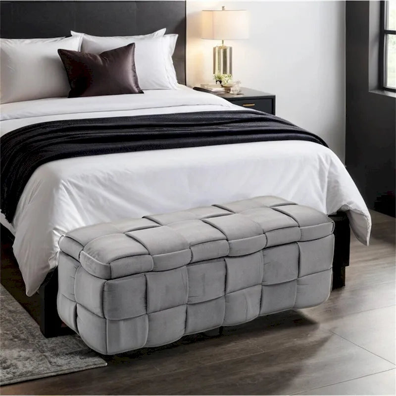 Storage Ottoman,Bedroom End Bench,Upholstered Fabric Storage Ottoman