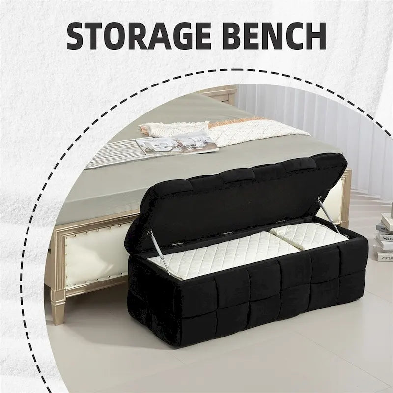Storage Ottoman,Bedroom End Bench,Upholstered Fabric Storage Ottoman
