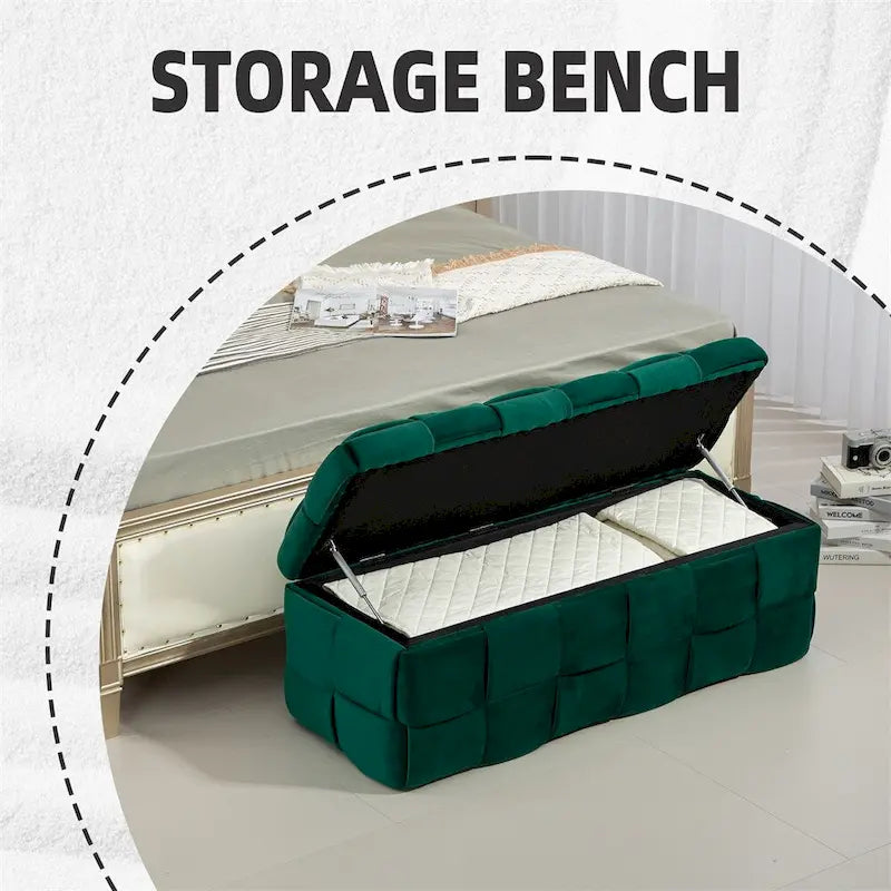 Storage Ottoman,Bedroom End Bench,Upholstered Fabric Storage Ottoman