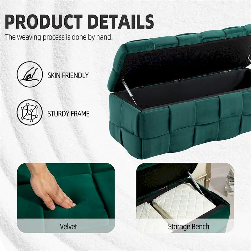 Storage Ottoman,Bedroom End Bench,Upholstered Fabric Storage Ottoman