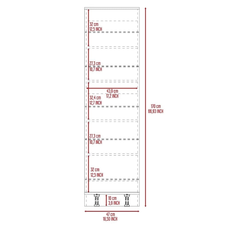 Shoe Rack Chimg, Mirror, Five Interior Shelves, Single Door Cabinet
