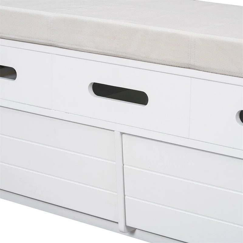Rustic Storage Bench with 2 Drawers,Hidden Storage Space,Shoe Bench