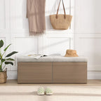 Shoe Storage Bench Entryway Shoe Cabinet Storage Ottoman with Padded Seat Cushion and Double Doors for Entryway