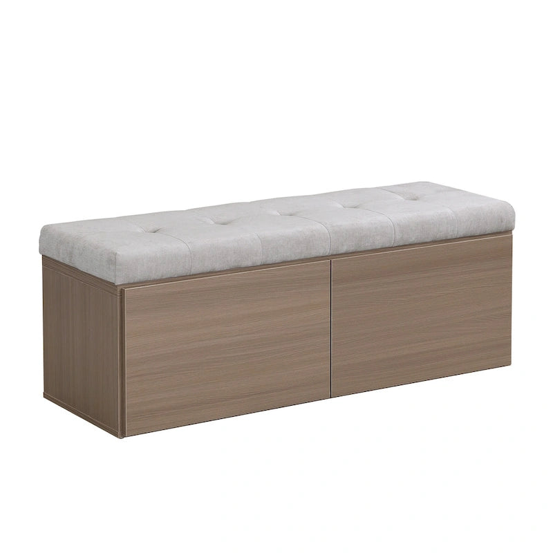 Shoe Storage Bench Entryway Shoe Cabinet Storage Ottoman with Padded Seat Cushion and Double Doors for Entryway