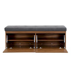 Shoe Storage Bench Entryway Shoe Cabinet Storage Ottoman with Padded Seat Cushion and Double Doors for Entryway