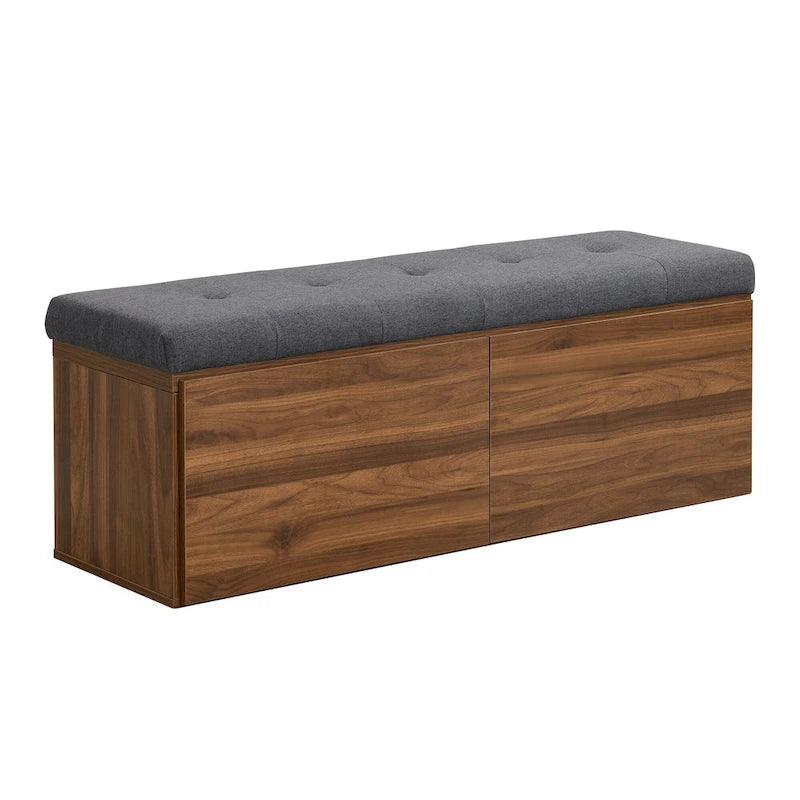 Shoe Storage Bench Entryway Shoe Cabinet Storage Ottoman with Padded Seat Cushion and Double Doors for Entryway