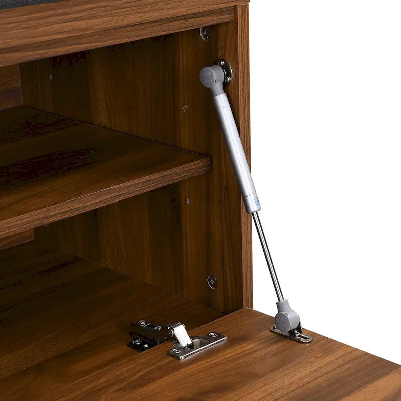 Shoe Storage Bench Entryway Shoe Cabinet Storage Ottoman with Padded Seat Cushion and Double Doors for Entryway