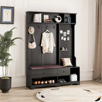 GDFStudio - Finn Multifunctional Hall Tree with Shoe Bench, Pegboard, and Ample Storage