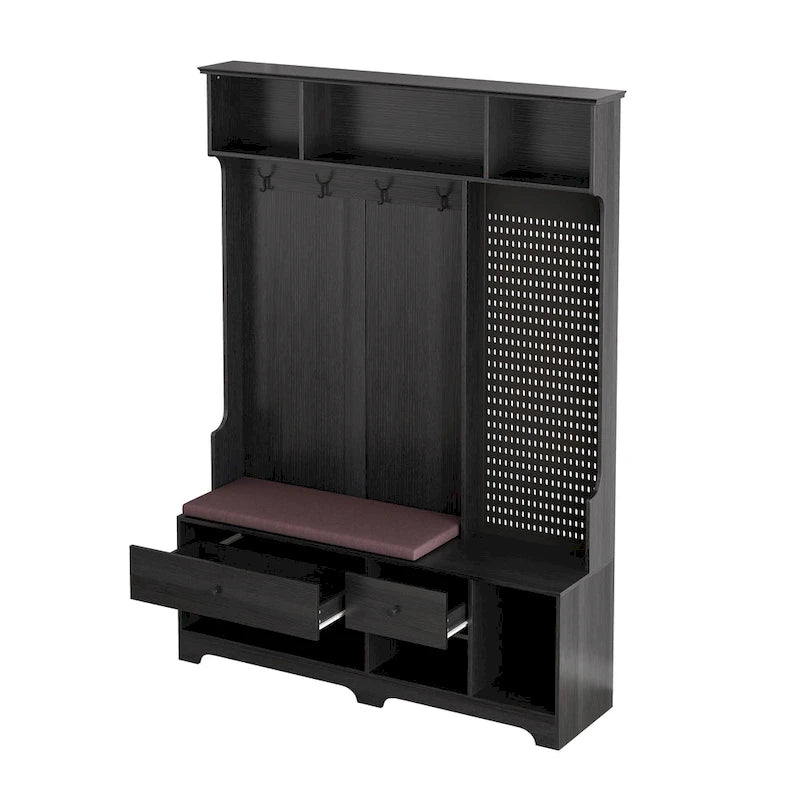 GDFStudio - Finn Multifunctional Hall Tree with Shoe Bench, Pegboard, and Ample Storage
