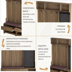 GDFStudio - Finn Multifunctional Hall Tree with Shoe Bench, Pegboard, and Ample Storage