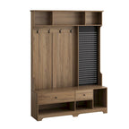 GDFStudio - Finn Multifunctional Hall Tree with Shoe Bench, Pegboard, and Ample Storage