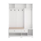 GDFStudio - Finn Multifunctional Hall Tree with Shoe Bench, Pegboard, and Ample Storage
