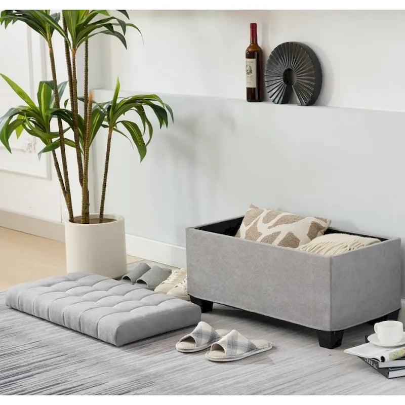 Storage Ottoman Bench, Foot Rest with Legs, 16 x 30 x 16.1 Inches, End of Bed Bench, Storage Chest, Load up to 660 lb