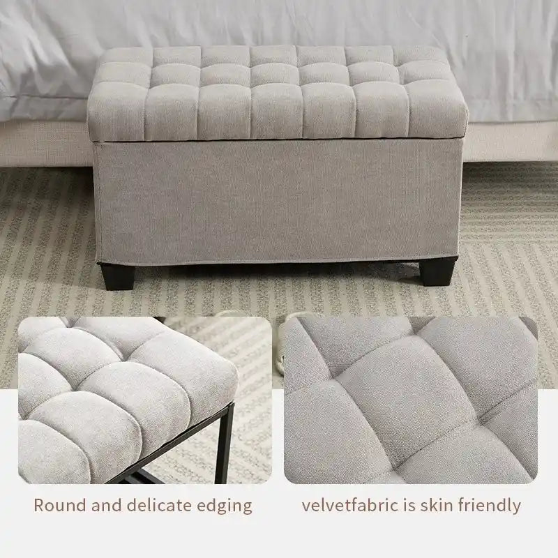 Storage Ottoman Bench, Foot Rest with Legs, 16 x 30 x 16.1 Inches, End of Bed Bench, Storage Chest, Load up to 660 lb