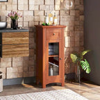 Costway Bathroom Floor Cabinet with Single Glass Door Drawer & - See Details