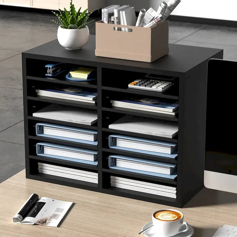 12 Compartments Office Literature Organizers with Adjustable and Removable Shelves Perfect Addition to Any Space