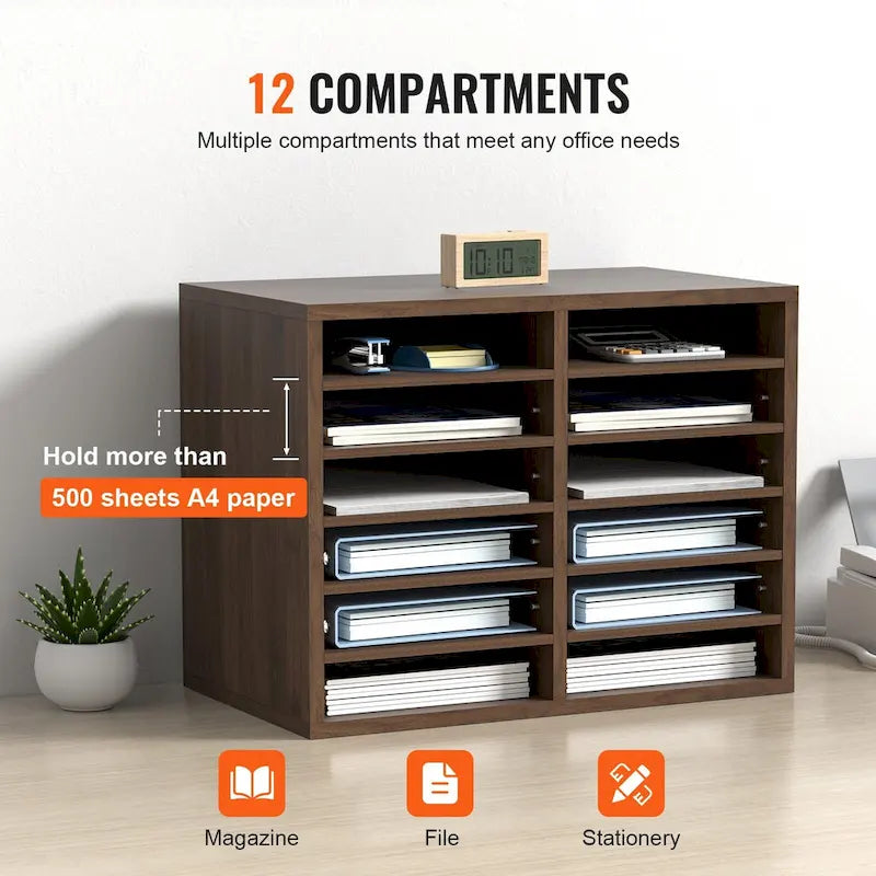 12 Compartments Office Literature Organizers with Adjustable and Removable Shelves Perfect Addition to Any Space