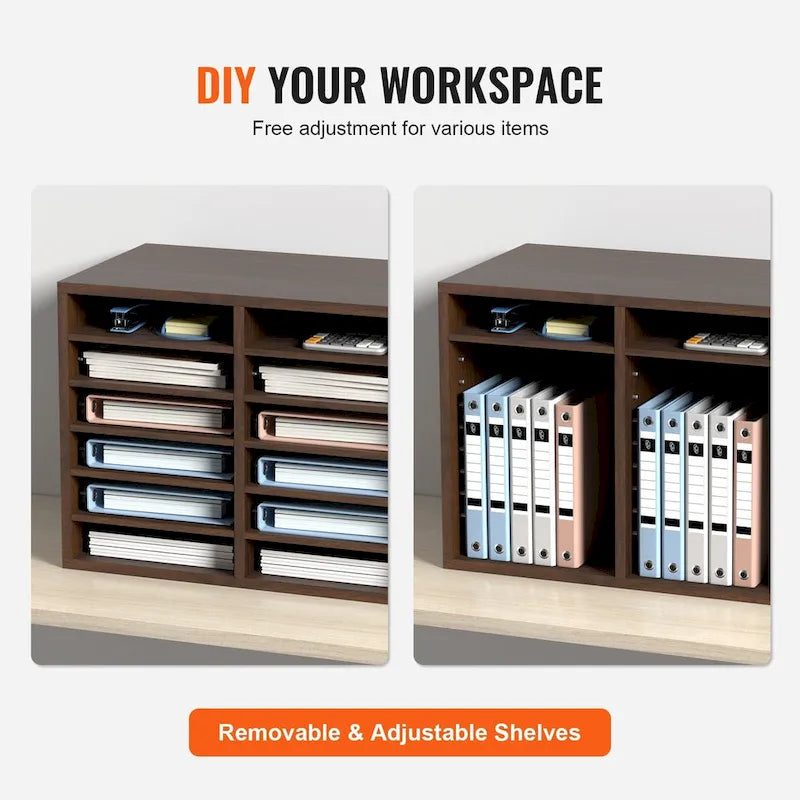 12 Compartments Office Literature Organizers with Adjustable and Removable Shelves Perfect Addition to Any Space