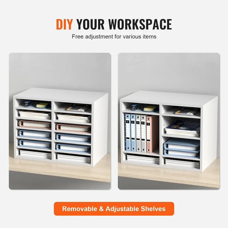 12 Compartments Office Literature Organizers with Adjustable and Removable Shelves Perfect Addition to Any Space