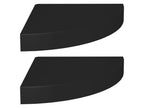 Floating corner shelves, 2 pcs, Black, 25x25x3.8 cm, MDF