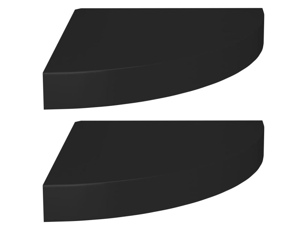 Floating corner shelves, 2 pcs, Black, 25x25x3.8 cm, MDF