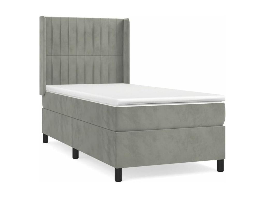 Vertchez bed base and mattress, light grey, 80x200 cm, velvet