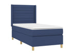 Upholstered bed base with mattress and blue LED light, 80x200cm, fabric
