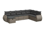8-piece garden furniture set with grey resin wicker cushions
