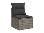 7-piece garden furniture set with cushions, grey woven resin, Vertchez