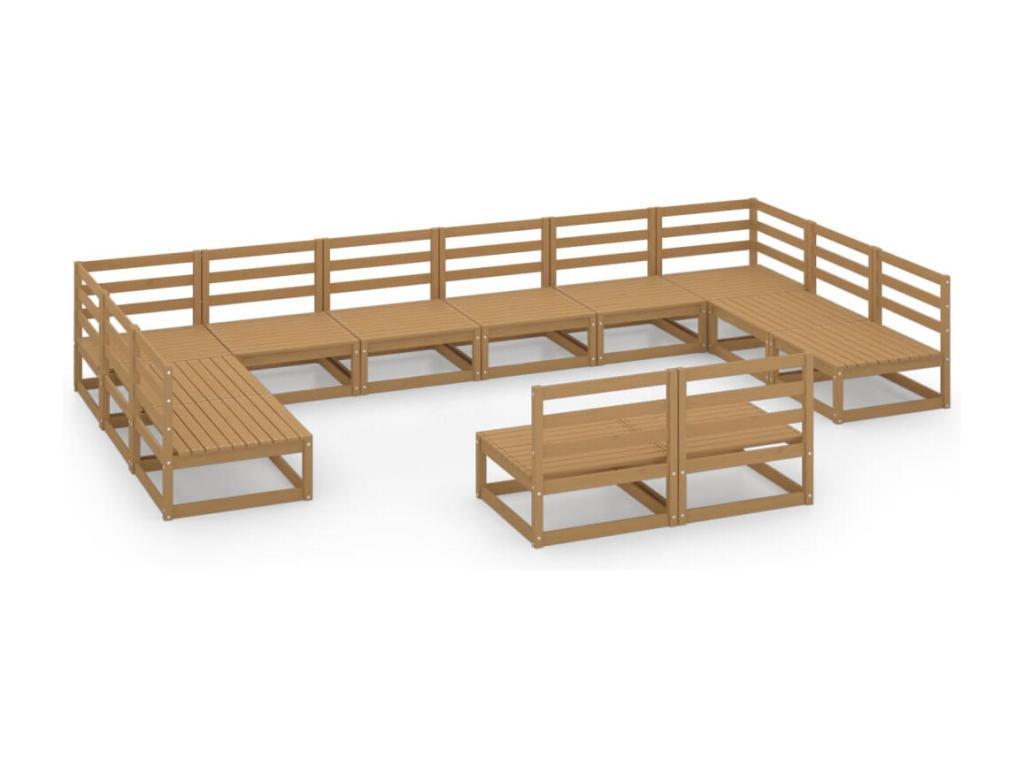 12-piece garden furniture set made of solid pine wood