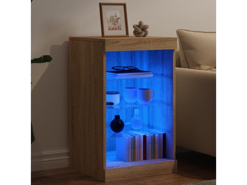 Buffet with LED lighting, oak finish, 41x37x67 cm