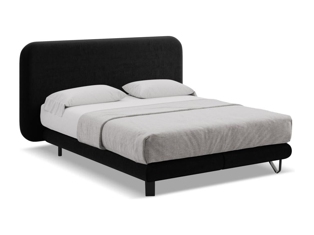 Upholstered bed… velvet mattress 140x200 - black - Vertchez