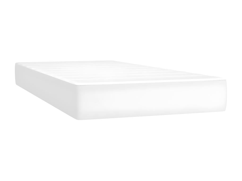 Upholstered bed base with mattress, white, 100x200cm, faux leather