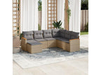 7-piece garden furniture set with cushions, Vertchez beige woven resin