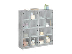 Bookcase with concrete grey doors, 136x37x142 cm