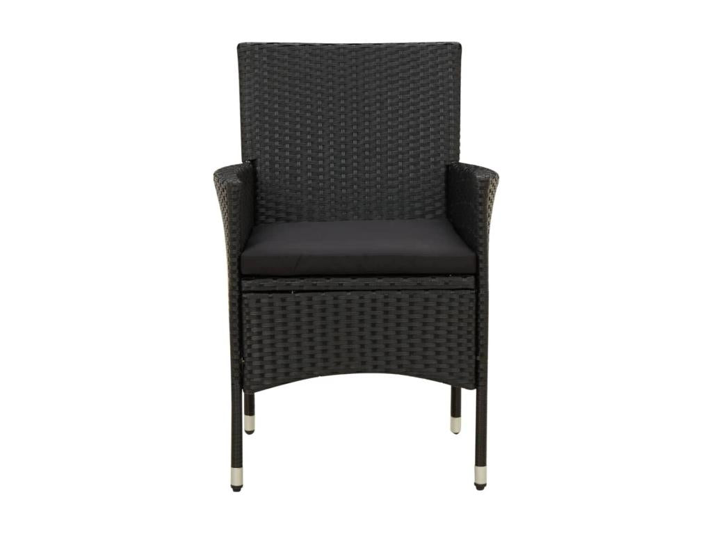 7-piece outdoor lounge set with cushions, black woven resin