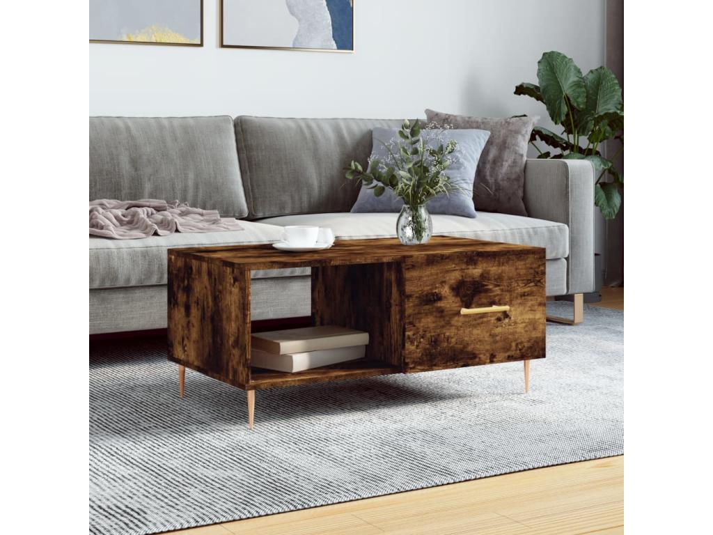 Smoked oak coffee table, 90x50x40 cm, engineered wood