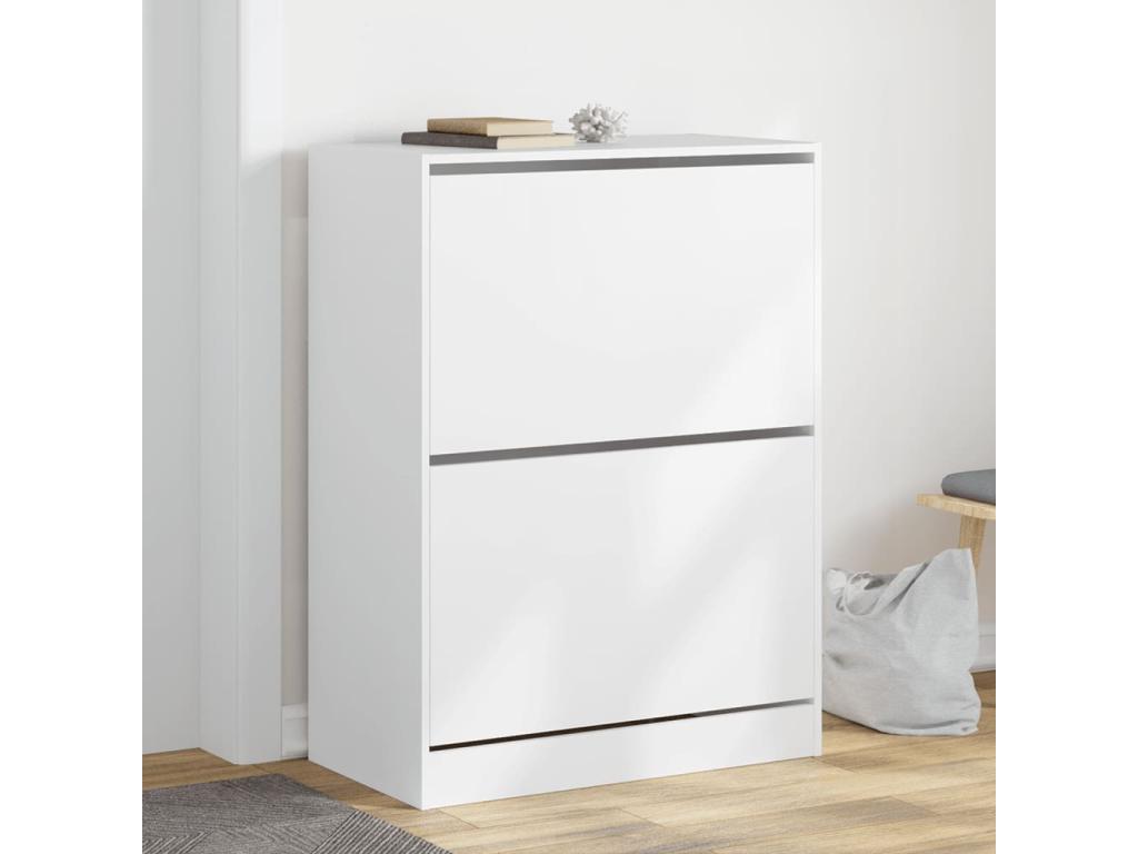 Shoe cabinet with 2 drop-down drawers, white, 80x42x108