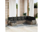 8-piece garden furniture set with grey resin wicker cushions