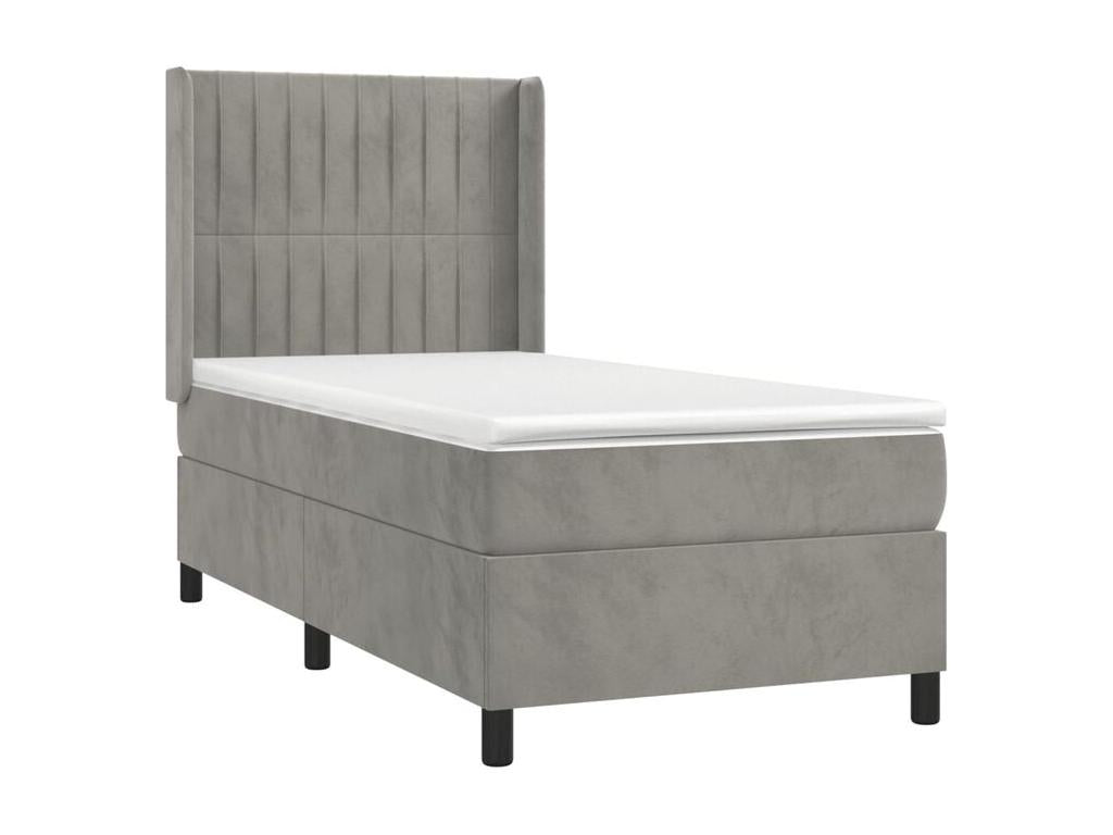 Vertchez bed base and mattress, light grey, 80x200 cm, velvet