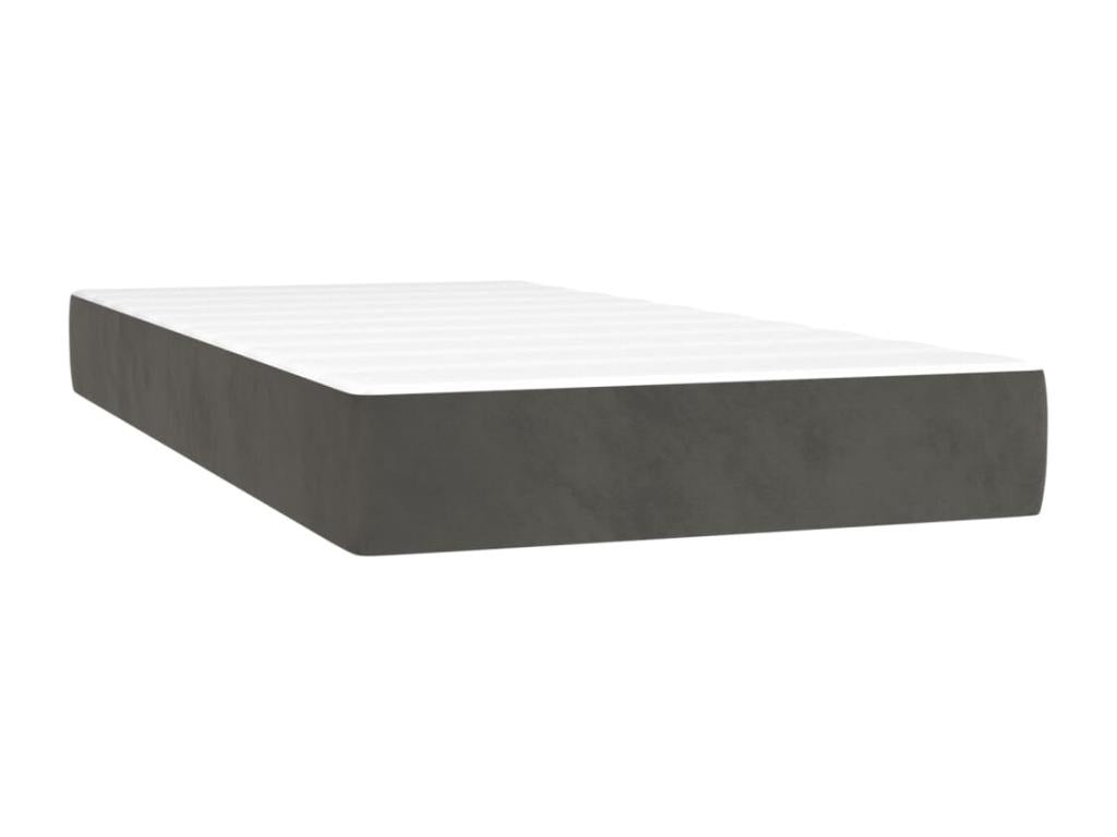 Bed with upholstered base and mattress, Dark Grey, 200x200cm, Velvet